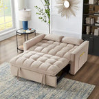 Canapé-lit convertible 4-en-1 – Causeuse en velours – Lit d'appoint avec dossier inclinable, 2 poches latérales