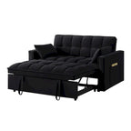 Canapé-lit convertible 4-en-1 – Causeuse en velours – Lit d'appoint avec dossier inclinable, 2 poches latérales