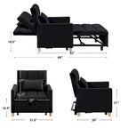 Fauteuil Lit Convertible 3 en 1, Noir