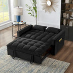 Canapé-lit convertible 4-en-1 – Causeuse en velours – Lit d'appoint avec dossier inclinable, 2 poches latérales