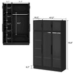 47,2 Grande Armoire LED Lumineuse Placard à Portes en Verre Entièrement en Verre