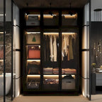 47,2 Grande Armoire LED Lumineuse Placard à Portes en Verre Entièrement en Verre