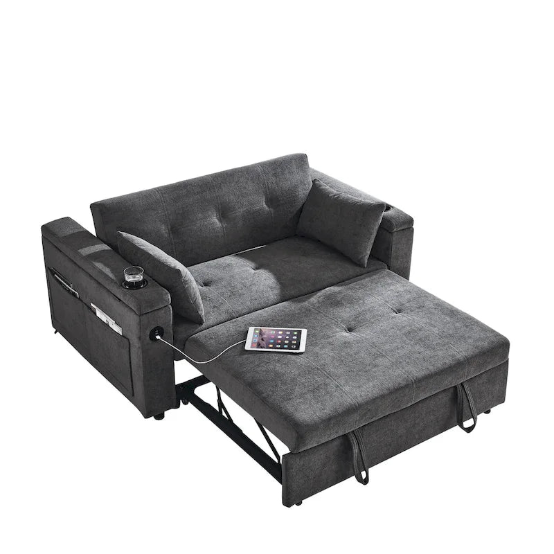 Canapé convertible 54 pouces avec lit gigogne, double assise, fonction relax