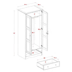 Armoire garde-robe modulable 100 % en bois massif avec poignées en métal ou en bois