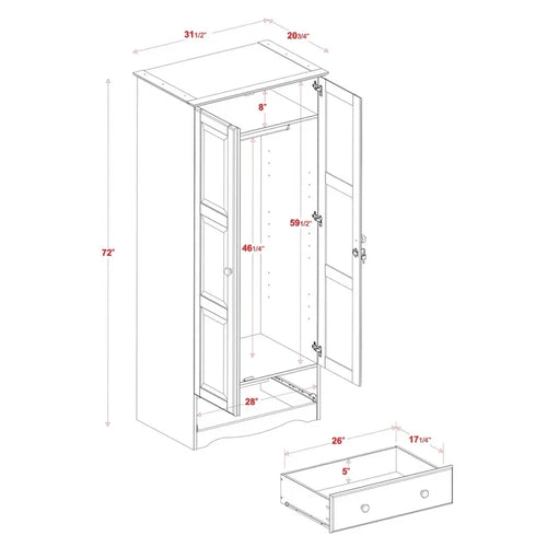 Armoire garde-robe modulable 100 % en bois massif avec poignées en métal ou en bois