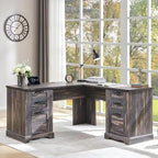 Bureau d'angle exécutif en forme de L 60 Farmhouse, bureau d'angle en bois, bureau d'ordinateur