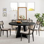 Table à manger ronde de 120 cm pour 4 personnes, table de salle à manger/cuisine/salon en bois style ferme