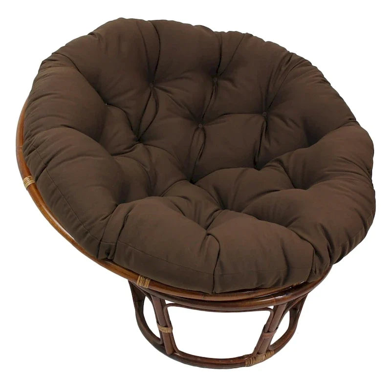 Fauteuil Papasan en rotin de 42 pouces avec coussin en sergé