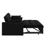 Canapé-lit convertible 4-en-1 – Causeuse en velours – Lit d'appoint avec dossier inclinable, 2 poches latérales