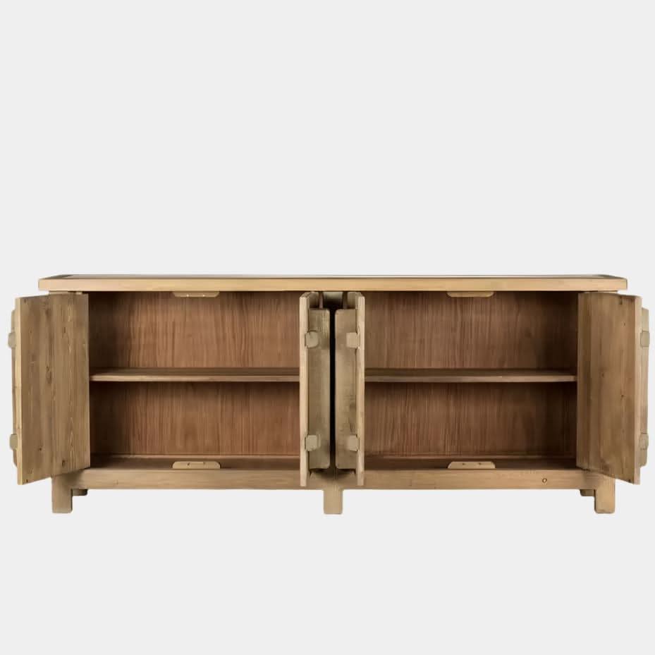 Bahut en orme - Fusion de design contemporain et rustique, cette pièce apporte des éléments naturels bruts, texturés et terreux à votre intérieur afin de lui donner une base solide...