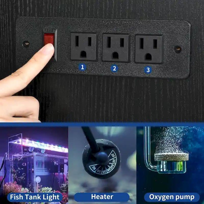 Meuble de support pour aquarium de 150-190 litres avec prises de courant