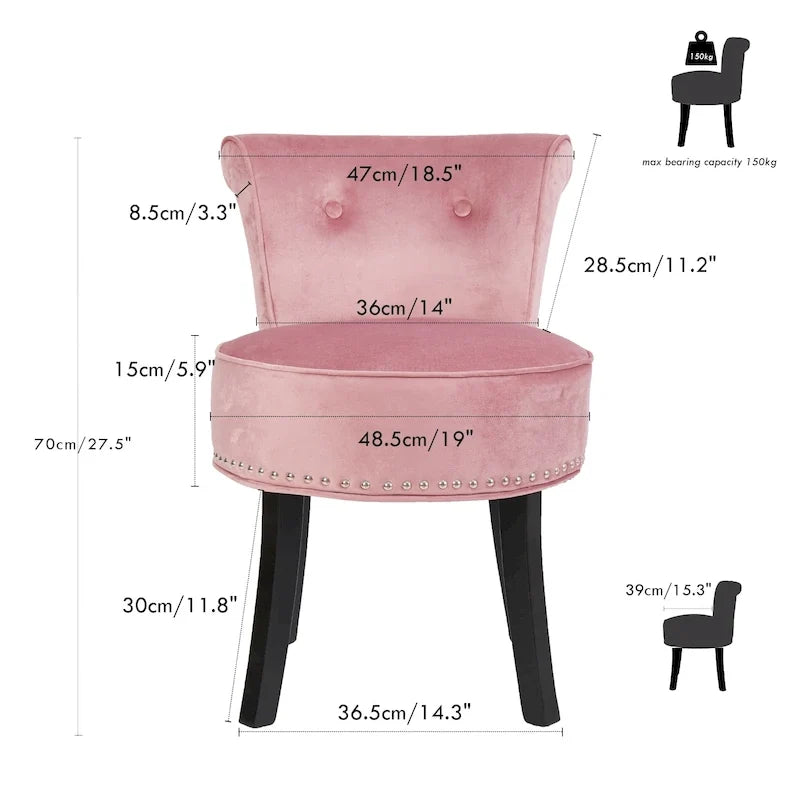 Tabouret de Coiffeuse en Bois Massif de 69,85 cm de haut - 69,85 H X 48,26 L X 29,97 P