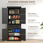 Meuble de rangement de cuisine autoportant traditionnel de 72 pouces avec 4 portes et 3 étagères réglables, grand tiroir central