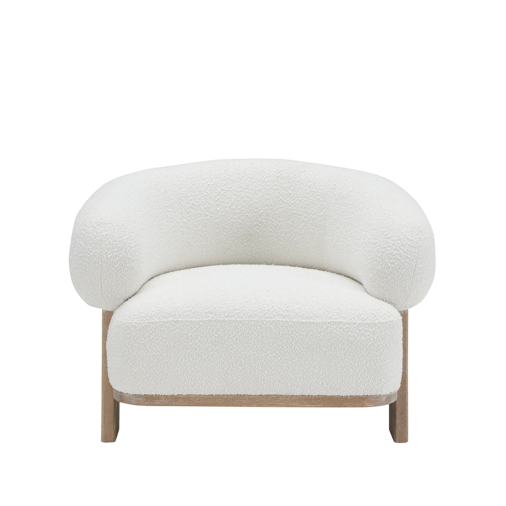 Chaise — en tissu bouclé somptueux, composé de 95 % de polyester et de 5 % d'acrylique, la chaise arbore une teinte neutre crème qui rehausse sans effort tout...
