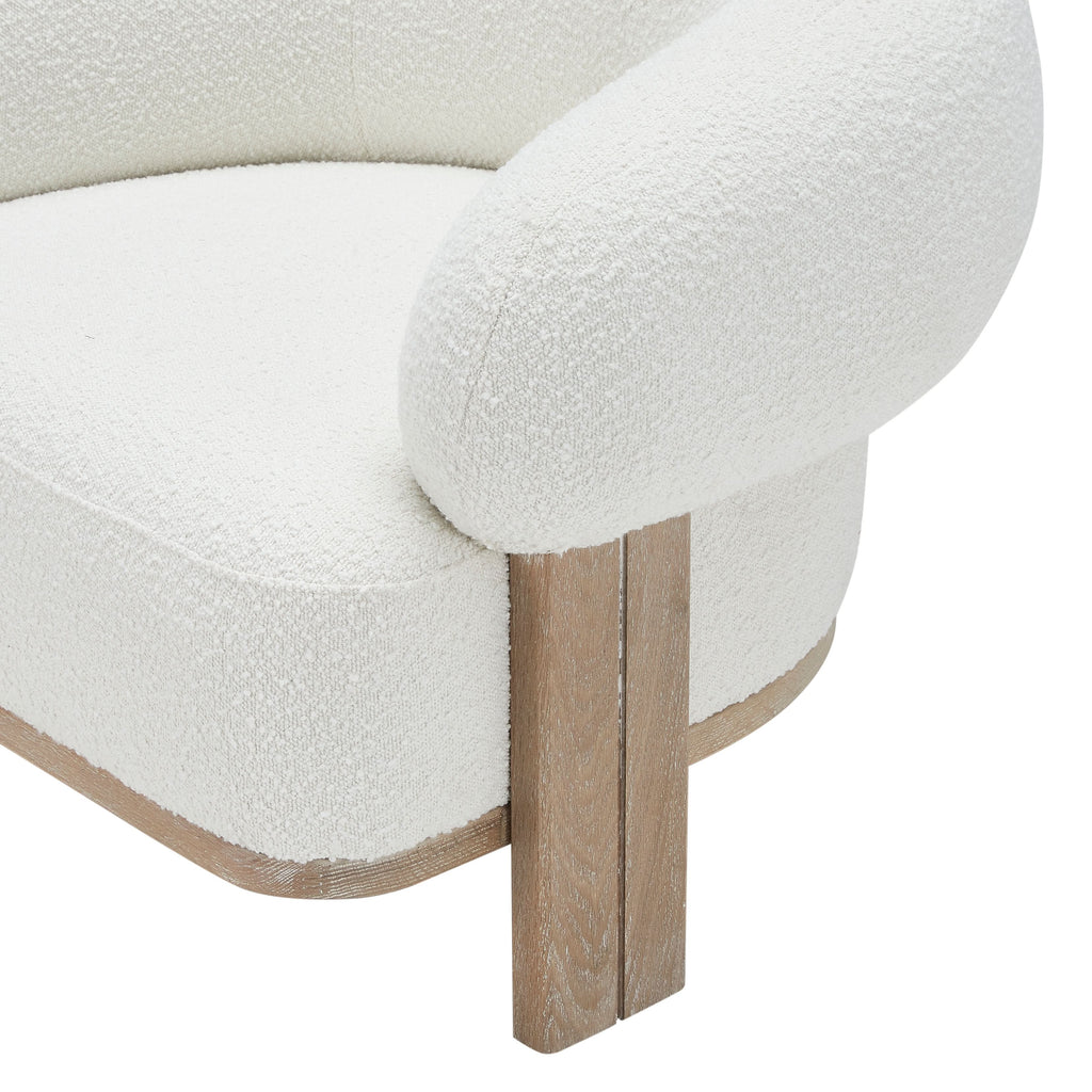 Chaise — en tissu bouclé somptueux, composé de 95 % de polyester et de 5 % d'acrylique, la chaise arbore une teinte neutre crème qui rehausse sans effort tout...