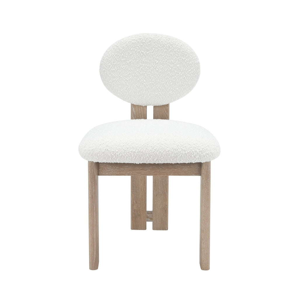 Chaise de salle à manger (lot de 2) – Recouverte d'un somptueux tissu blanc cassé, cette chaise présente un mélange de bouclé sophistiqué de 95 % polyester et 5 %...