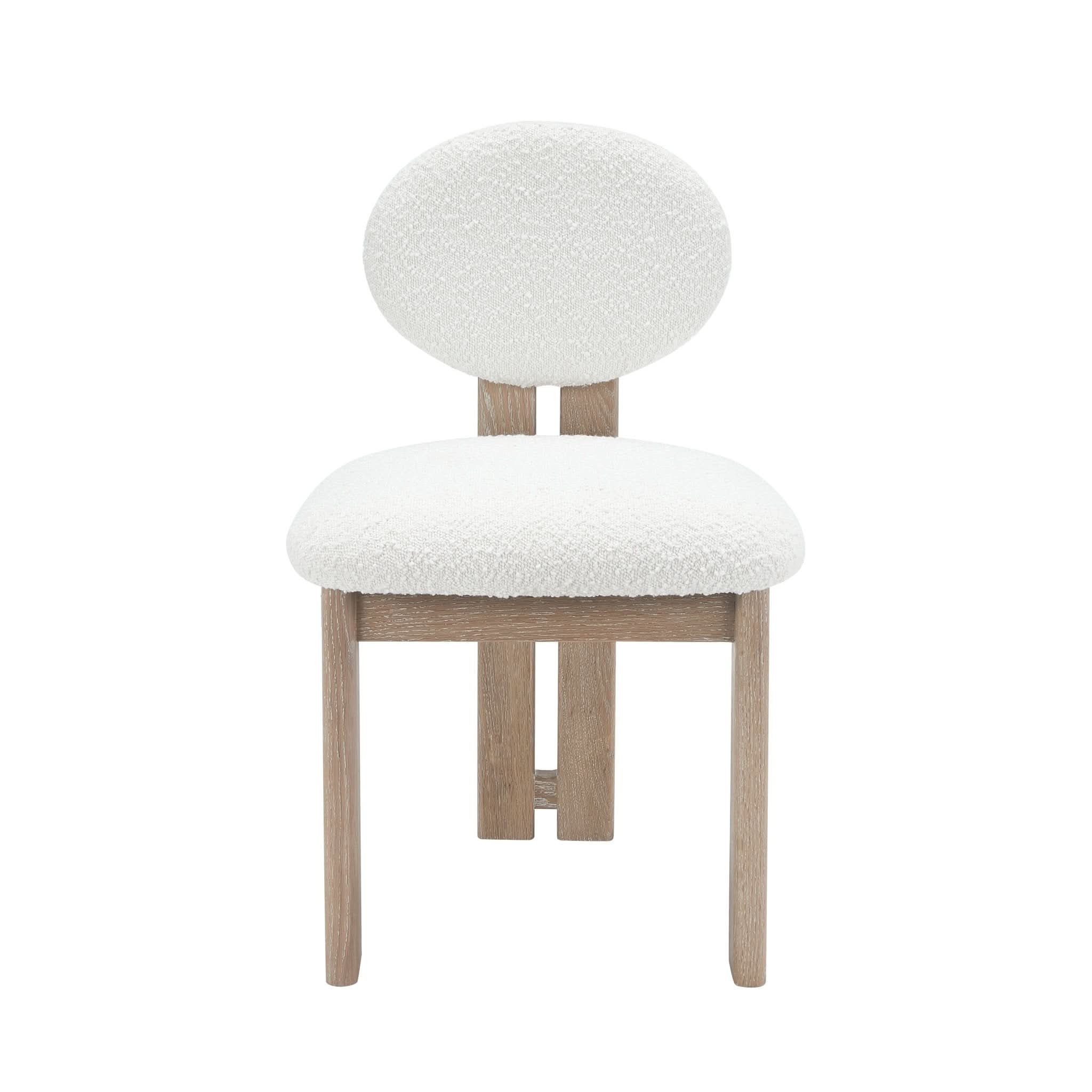 Chaise de salle à manger (lot de 2) – Recouverte d'un somptueux tissu blanc cassé, cette chaise présente un mélange de bouclé sophistiqué de 95 % polyester et 5 %...