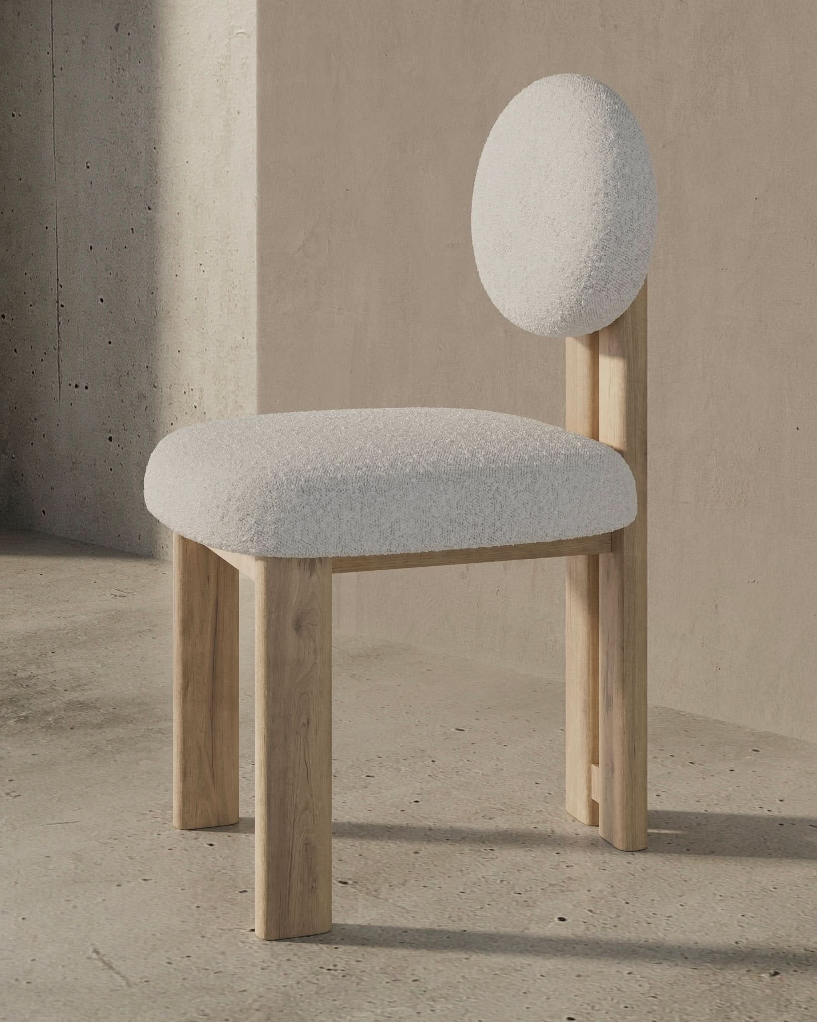 Chaise de salle à manger (lot de 2) – Recouverte d'un somptueux tissu blanc cassé, cette chaise présente un mélange de bouclé sophistiqué de 95 % polyester et 5 %...