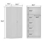 Armoire de chambre autonome à 2 portes avec tringle à vêtements