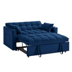 Canapé-lit convertible 4-en-1 – Causeuse en velours – Lit d'appoint avec dossier inclinable, 2 poches latérales