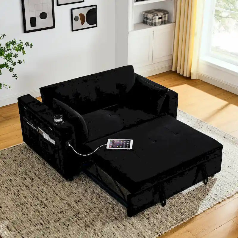 Canapé convertible 54 pouces avec lit gigogne, double assise, fonction relax