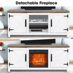 Meuble TV de ferme avec cheminée électrique de 58 po, console pour téléviseurs jusqu'à 65 po