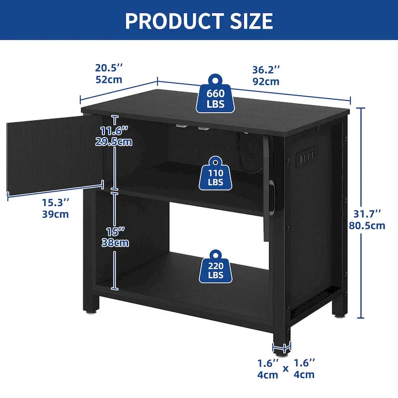 Meuble de support pour aquarium de 150-190 litres avec prises de courant