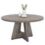 Table à manger ronde de 120 cm pour 4 personnes, table de salle à manger/cuisine/salon en bois style ferme