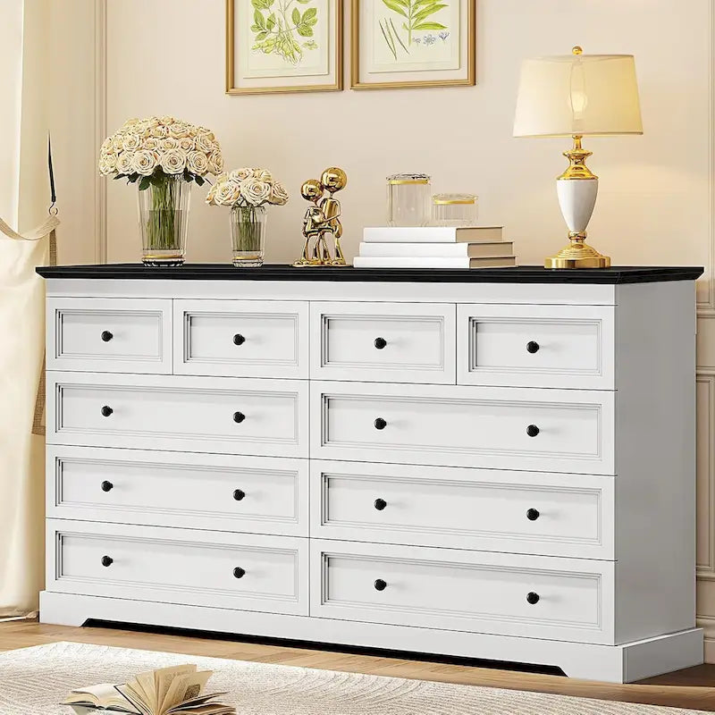Commode à 10 tiroirs, grande commode à 55 tiroirs en bois et chiffonnier