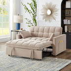 Canapé-lit convertible 4-en-1 – Causeuse en velours – Lit d'appoint avec dossier inclinable, 2 poches latérales