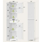 Meuble de Salle de Bain Haut de 170 cm, Colonne de Rangement Étroite avec 2 Portes et Tiroir