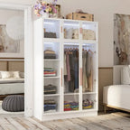 47,2 Grande Armoire LED Lumineuse Placard à Portes en Verre Entièrement en Verre