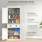 Meuble de rangement de cuisine autoportant traditionnel de 72 pouces avec 4 portes et 3 étagères réglables, grand tiroir central