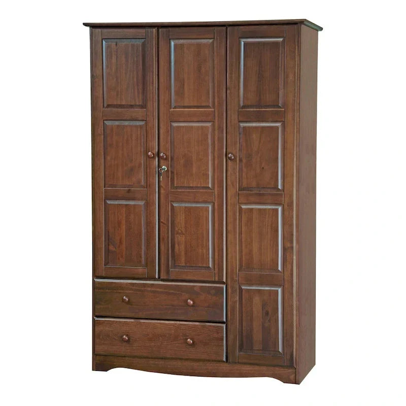 Armoire 3 portes - Blanc/Moka/Java - Bois massif