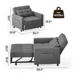 Canapé-lit convertible 3-en-1, Canapé-chaise dépliable, Lit pliant convertible pour salon