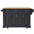 54 Grand îlot de cuisine avec plateau rabattable en bois d'hévéa, chariot de cuisine roulant à texture gaufrée sur 4 roues avec 4 portes et 3 tiroirs