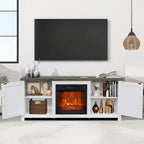 Meuble TV de ferme avec cheminée électrique de 58 po, console pour téléviseurs jusqu'à 65 po