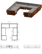 Canapé d'angle en U – Doté d'une base robuste en bois au fini riche et naturel, il est associé à des coussins moelleux en cuir synthétique blanc qui...