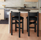 Tabouret de comptoir - Noir - L'assise peut être dévissée du piètement, ce qui vous permet de la retapisser facilement avec votre tissu ou cuir préféré, que ce soit...